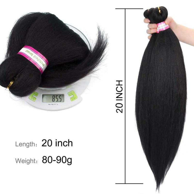 Dorsanee Natural Black Braiding Hair Pre Stretched 20 Inch 6 Packs Braiding Hair Extensions for Crochet Box Braids Twists Locs Hair Itch Free Soft Yaki Texture Hot Water Setting (20inch,#1B) - Image 4